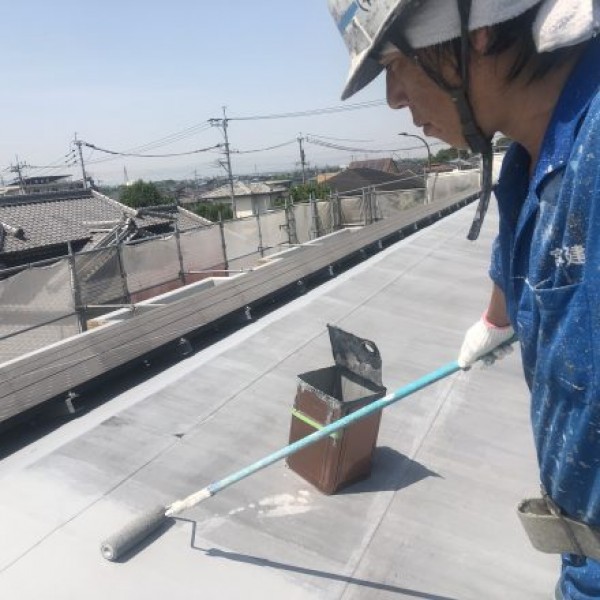 屋上塗膜防水　熊本市東区　屋上防水工事完了