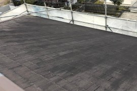 屋根塗装　熊本市北区　屋根ヤネフレッシュシリコン（ココナッツブラウン）仕上げの施工前画像