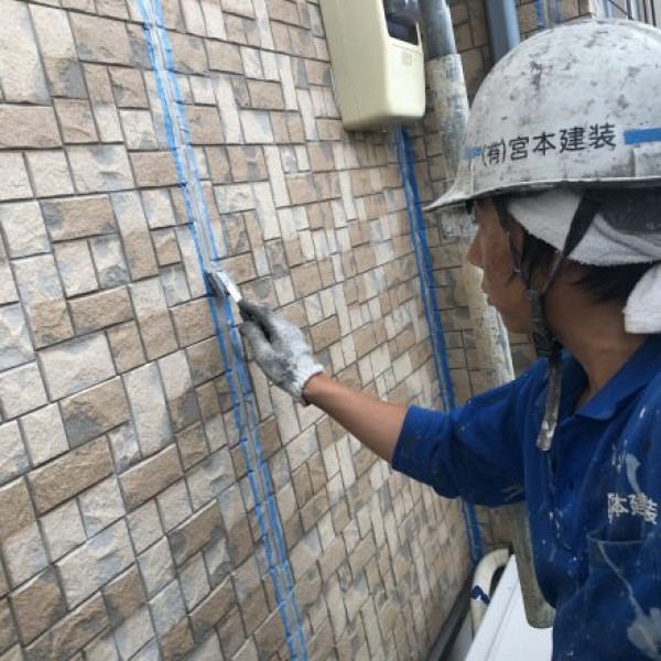 外壁塗装　熊本市北区植木　北面外壁シーリング工事