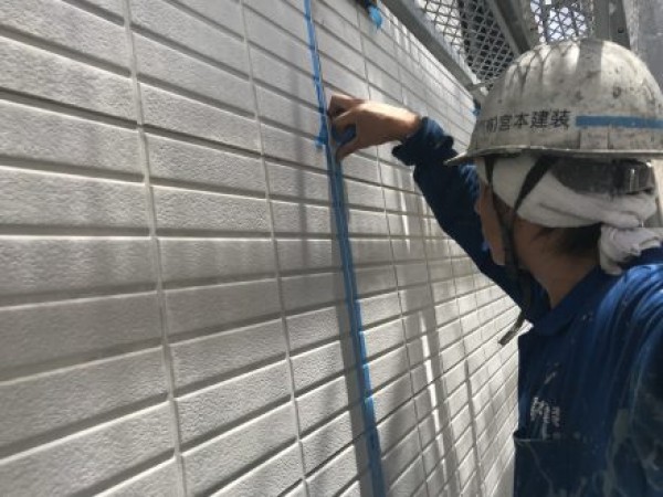 外壁塗装　熊本市中央区神水　シーリング養生
