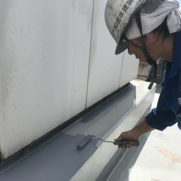 屋上防水　熊本市中央区　上塗り１回目