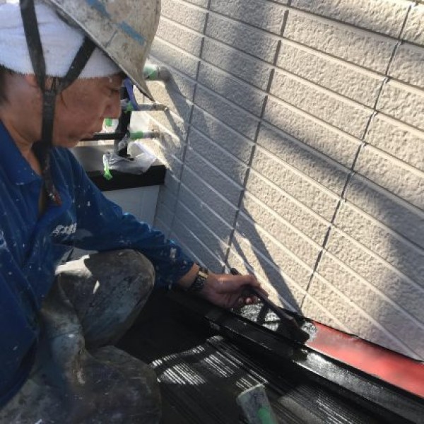 屋根塗装　熊本市南区御幸笛田　屋根水切り板金塗装