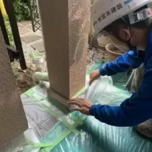 熊本益城住宅塗装・塗装前養生、下地処理工事のサムネイル