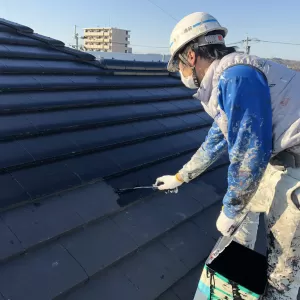 熊本県菊池郡・屋根塗装工事（大屋根上塗り）のサムネイル