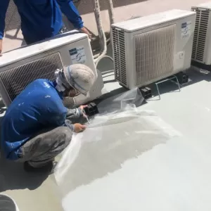 熊本市中央区･ホテル屋上クロスメッシュ貼り完了！のサムネイル