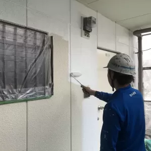 熊本市北区清水万石 アパート外壁塗装  北面下塗り完了！のサムネイル
