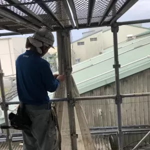 タンク塗装　　熊本県八代市　　塗装足場台風対策のサムネイル