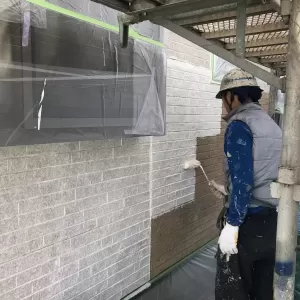 外壁塗装　熊本市北区植木町　外壁下塗り完了！！のサムネイル