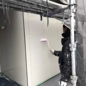新築外壁塗装　合志市御代志　養生、下塗りのサムネイル