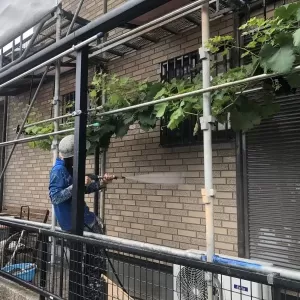 住宅外壁塗装　熊本市東区　高圧洗浄完了！のサムネイル