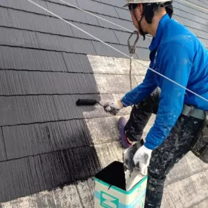 屋根塗装　熊本市北区四方寄町　屋根中塗り完了！！のサムネイル