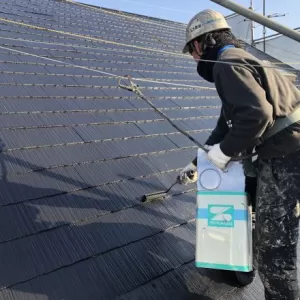 屋根塗装　熊本市北区四方寄町　屋根上塗り塗装完了！！のサムネイル