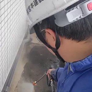 ベランダ防水　熊本市東区健軍　高圧洗浄（トルネード）完了のサムネイル