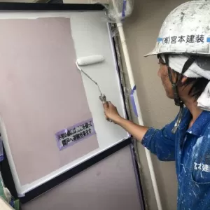 隔て壁塗装　熊本市東区若葉　隔て壁中塗り、上塗りのサムネイル