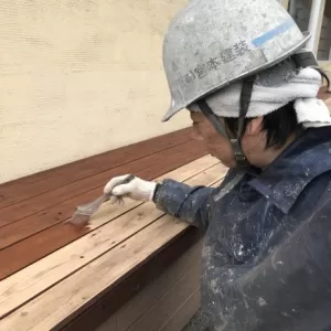木部塗装　熊本市北区四方寄　ケレン、着色2回完了！のサムネイル