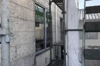外壁塗装　熊本県宇土市　店舗外壁コスモシリコン仕上げ Before画像