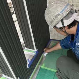 外壁塗装　熊本市北区新地　塗装前養生完了！のサムネイル