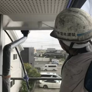 軒天井塗装　熊本市南区野田　アレスセラマイルド使用のサムネイル