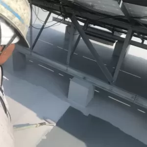屋上防水　熊本市東区　架台、立ち上がり中塗り完了のサムネイル