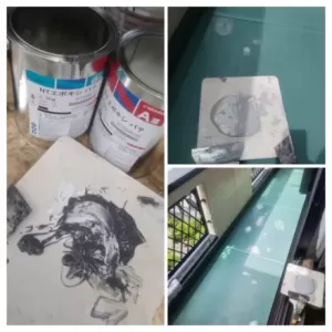 ベランダ床塗装　 凹凸２液エポキシパテ処理　宇土市走潟町のサムネイル