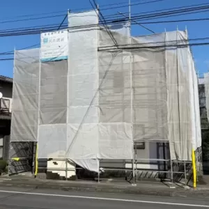 熊本市北区住宅塗装　足場組完了　台風それて一安心のサムネイル