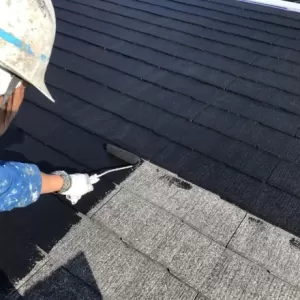屋根塗装　熊本県御船町　屋根、屋根板金中塗りのサムネイル