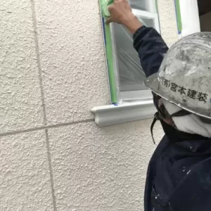 外壁塗装　熊本県益城町　塗装前養生のサムネイル