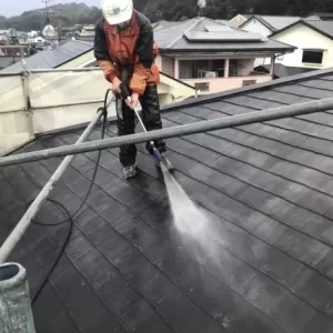 住宅塗装　熊本市北区万石　塗装前高圧洗浄完了のサムネイル