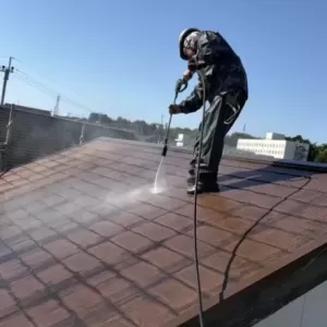 屋根塗装　高圧洗浄作業　熊本県菊池郡菊陽町武蔵ヶ丘のサムネイル